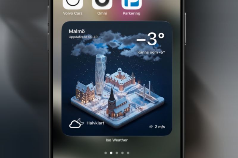 IsoWeather widget preview on iPhone